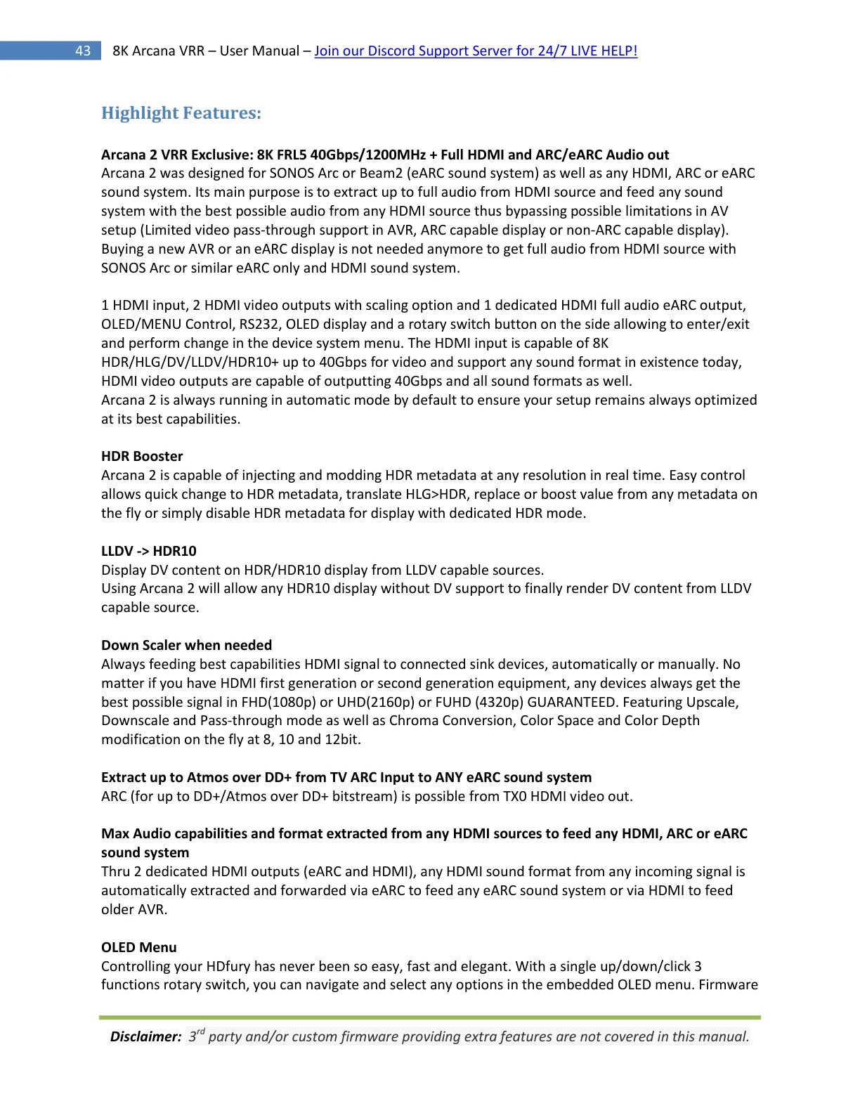 HDfury Arcana 2 handleiding pagina 43