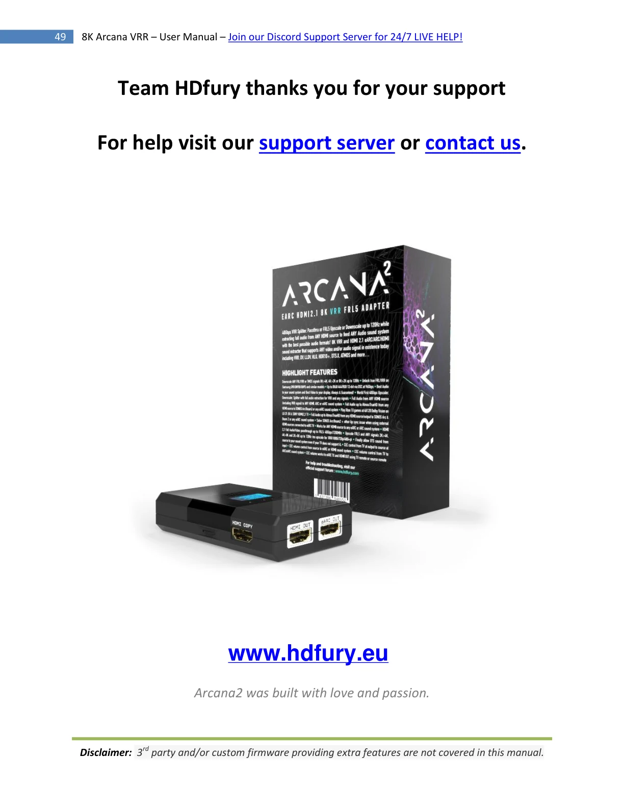 HDfury Arcana 2 handleiding pagina 49